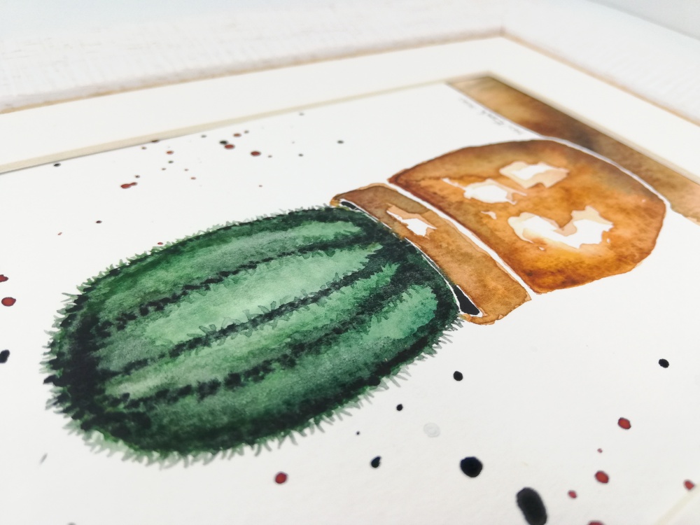 Kaktusas. Originalus akvarelinis paveikslas. Rankų darbo. 20-02