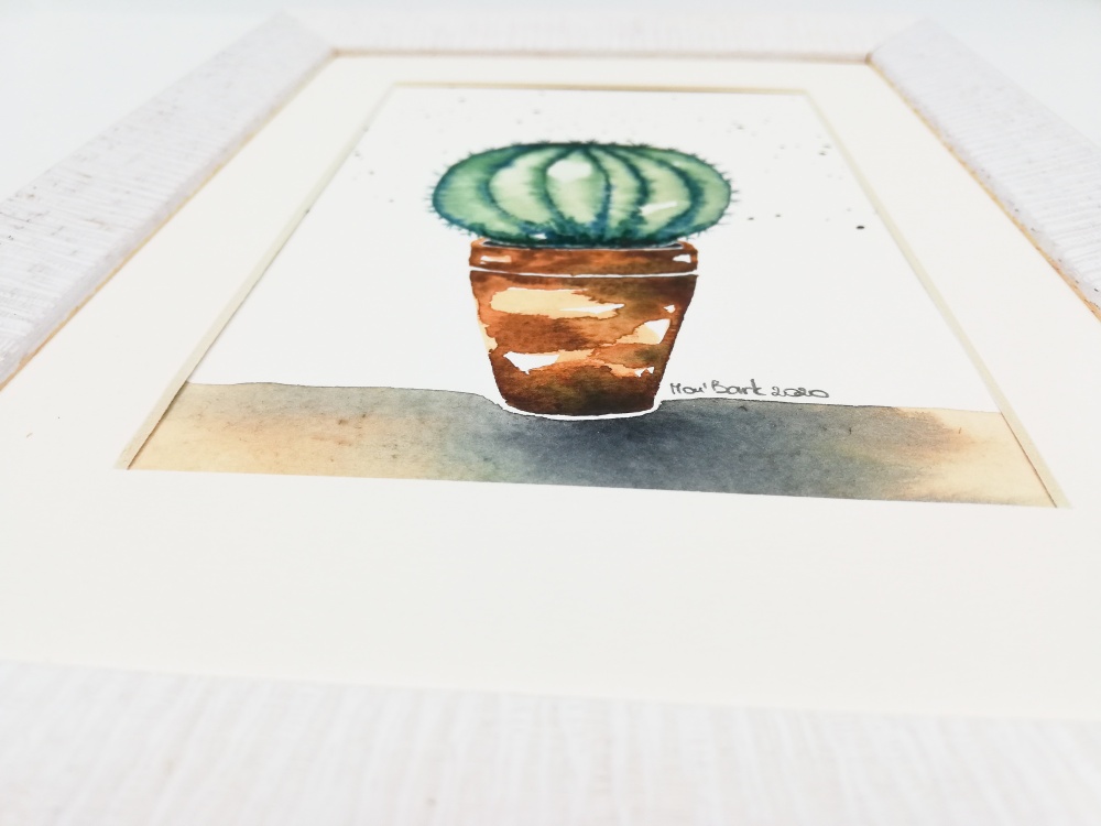 Kaktusas. Originalus akvarelinis paveikslas. Rankų darbo. 20-03