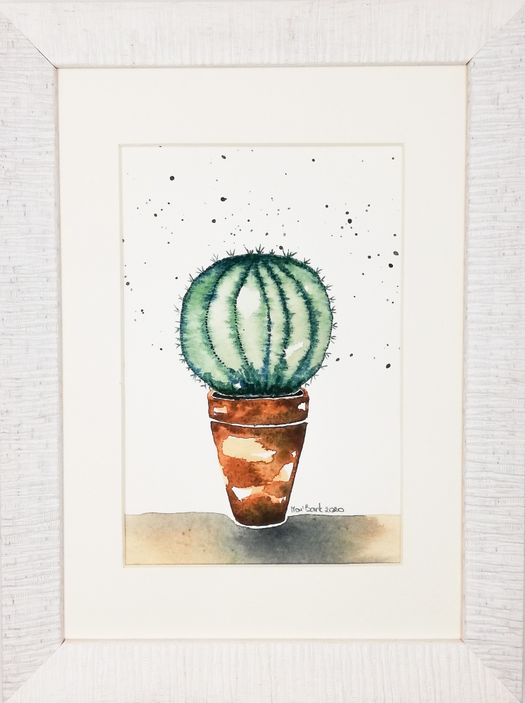 Kaktusas. Originalus akvarelinis paveikslas. Rankų darbo. 20-03