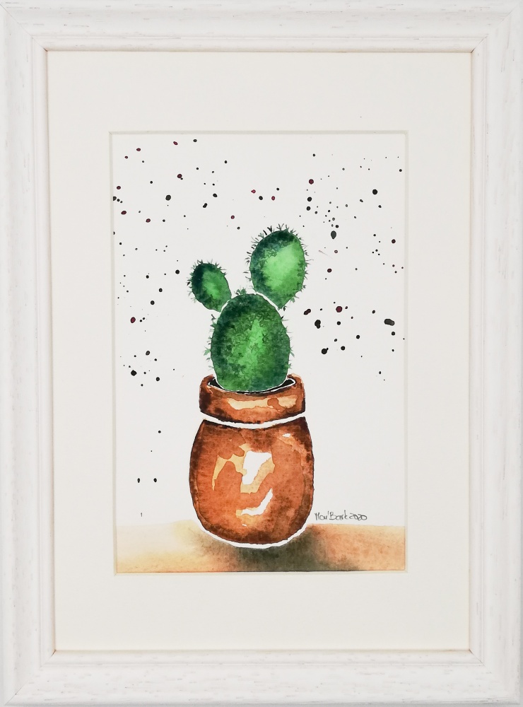 Kaktusas. Originalus akvarelinis paveikslas. Rankų darbo. 20-04